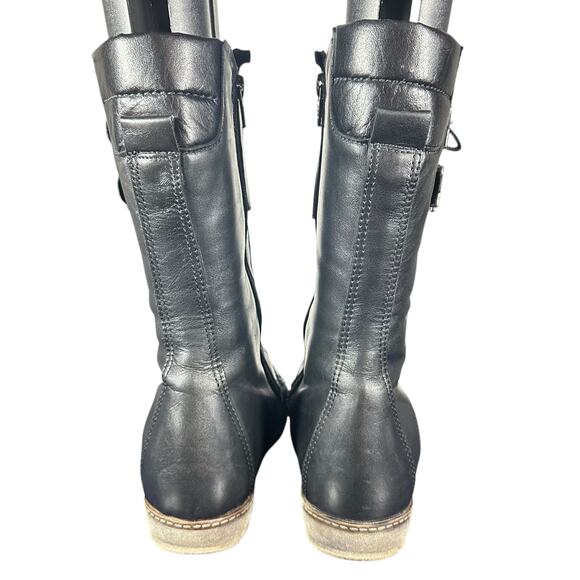 PW Brodie Black Combat Wedge Ankle Boots - Size 6 / 6.5 - Picture 7 of 12